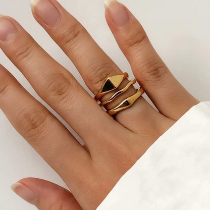 Anello Impilabile d'Oro Fascia Minimalista in Acciaio Inossidabile per Uso Quotidiano