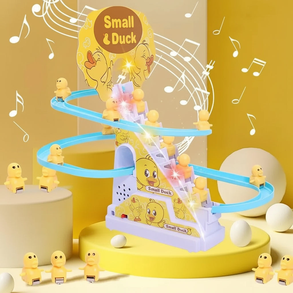 ערכת משחק אינטראקטיבית לילדים עם מגלשה וברווז צעצוע, מוזיקה ואור