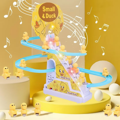 ערכת משחק אינטראקטיבית לילדים עם מגלשה וברווז צעצוע, מוזיקה ואור