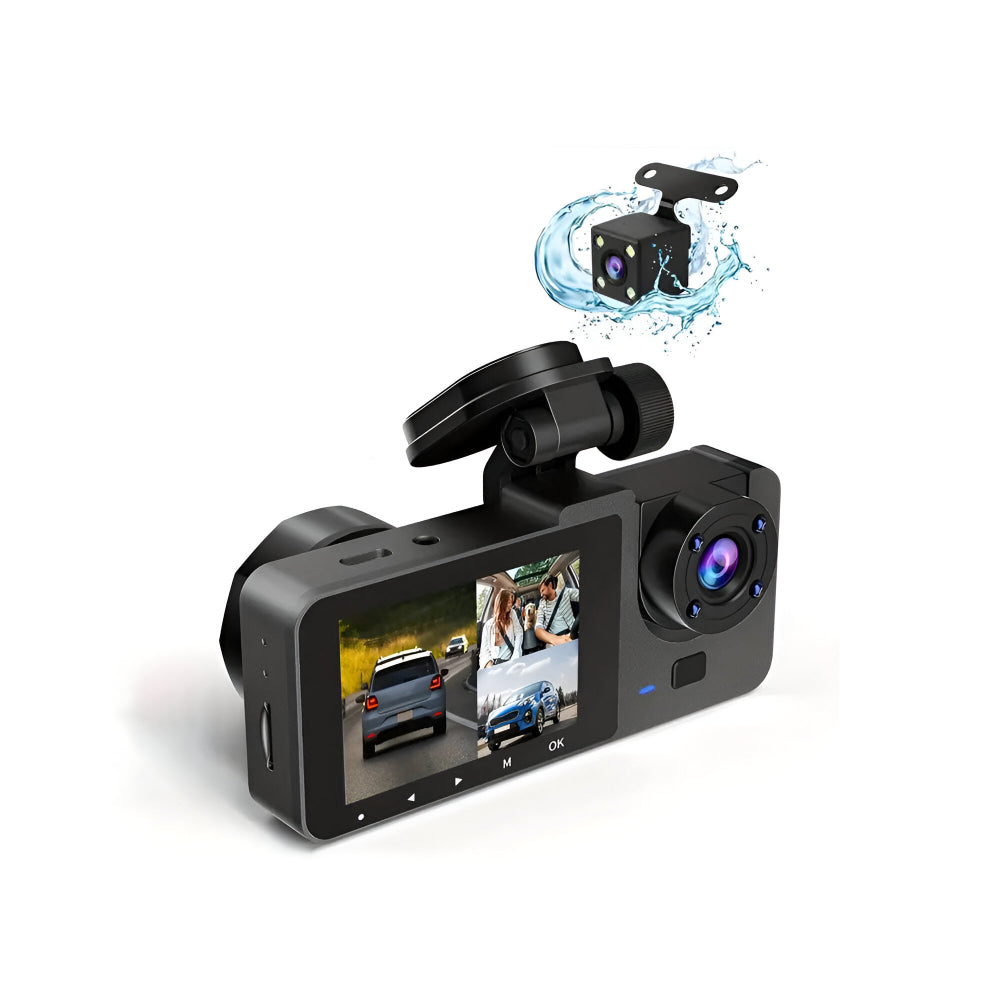 Cameră de bord cu două lentile 1080P, recorder auto pentru condus, monitor de parcare