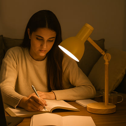 Candeeiro de Secretária Madeira Luz de Mesa Nórdica Ajustável
