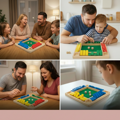 Gioco da tavolo in legno con dadi per famiglia, apprendimento della matematica