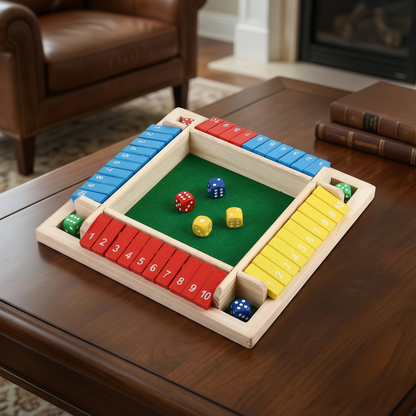 Gioco da tavolo in legno con dadi per famiglia, apprendimento della matematica