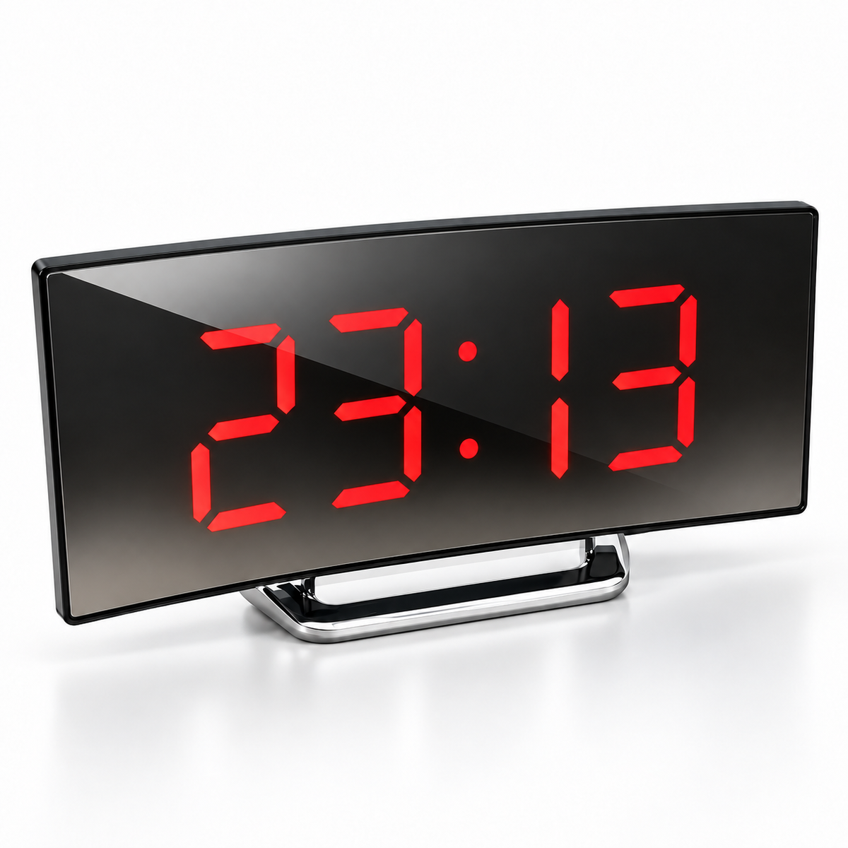 Digitaler Wecker mit LED-Spiegel und gebogenem Display