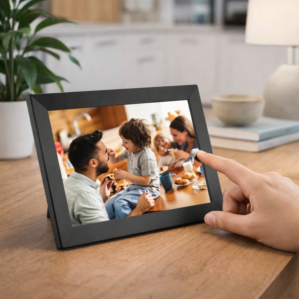 Marco de fotos digital con pantalla táctil HD, WiFi, para mesa o pared