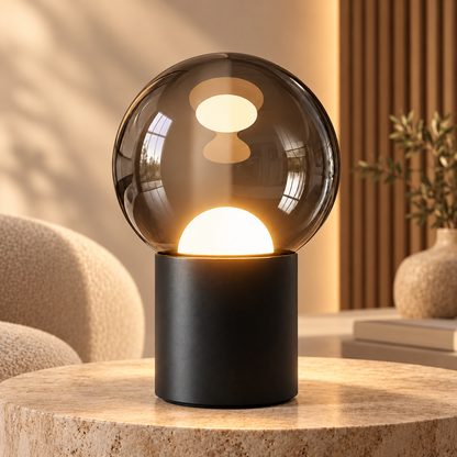 Lámpara de mesa moderna LED regulable con base táctil ajustable, ovalada