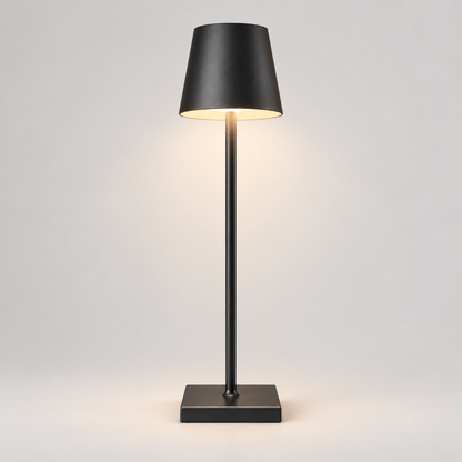Lámpara de mesa LED inalámbrica regulable con base metálica táctil moderna