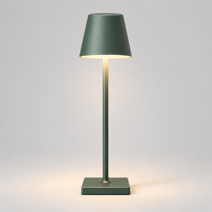 Lámpara de mesa LED inalámbrica regulable con base metálica táctil moderna