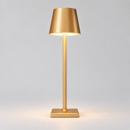 Lámpara de mesa LED inalámbrica regulable con base metálica táctil moderna