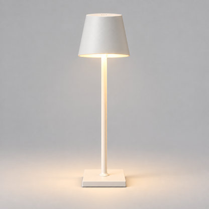 Lámpara de mesa LED inalámbrica regulable con base metálica táctil moderna