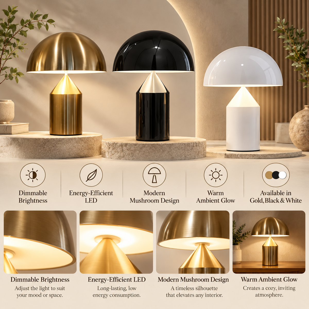 Lámpara de mesa regulable, diseño moderno y eficiencia energética