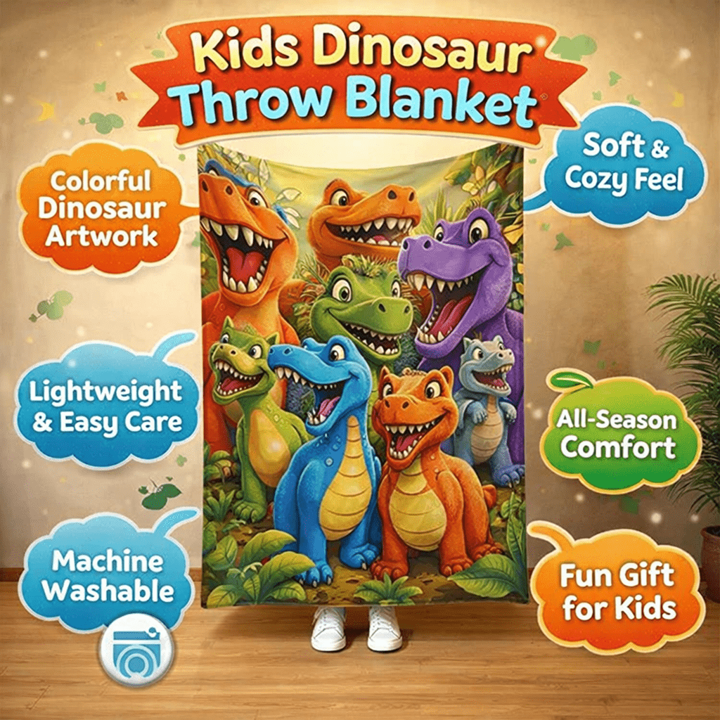 Kinder Kuscheldecke Bunte Dinosaurier Cartoon Weiche Fleece Bettdecke
