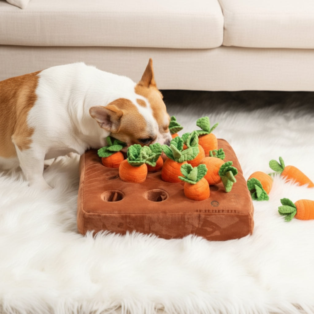 Tapete Snuffle para Cão Brinquedo Puzzle Cenoura Esconder Guloseimas Treino