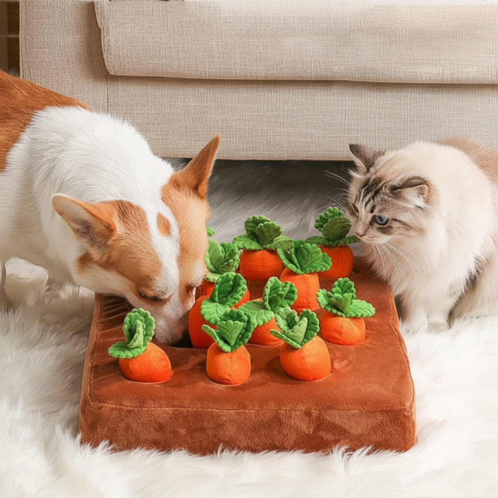 Tapete Snuffle para Cão Brinquedo Puzzle Cenoura Esconder Guloseimas Treino
