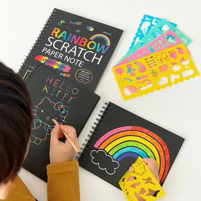 Juego de manualidades de arte de rascar con papel para dibujar y arcoíris
