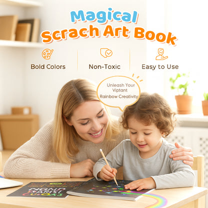 Juego de manualidades de arte de rascar con papel para dibujar y arcoíris