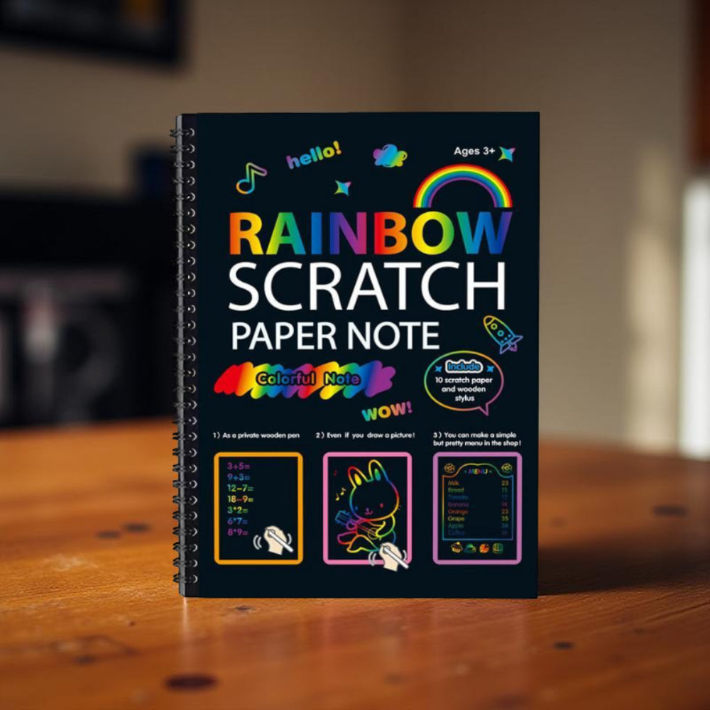 Juego de manualidades de arte de rascar con papel para dibujar y arcoíris