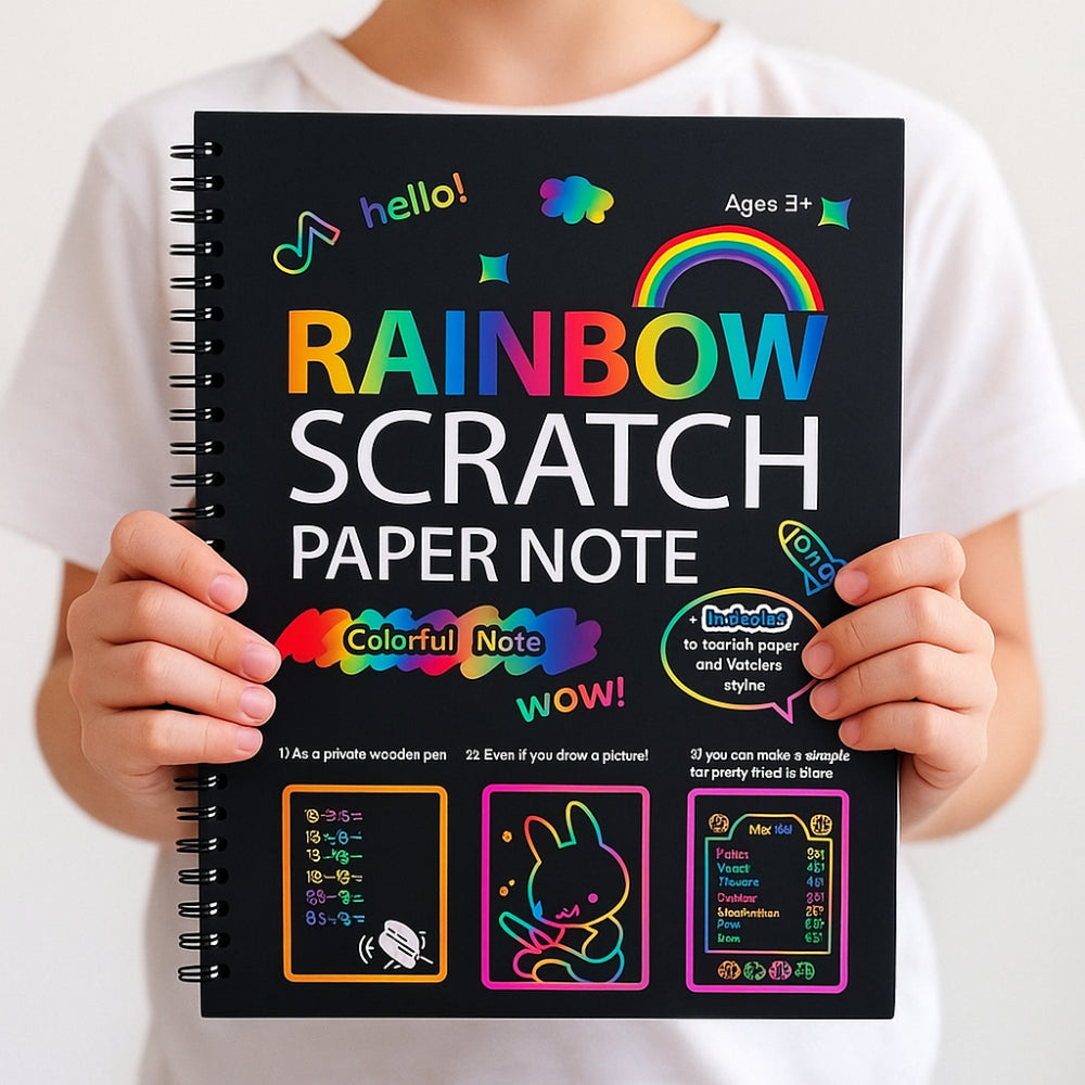 Juego de manualidades de arte de rascar con papel para dibujar y arcoíris