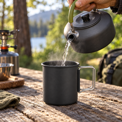Holdbart isoleret aluminiumskrus til camping og udendørs fritidsaktiviteter