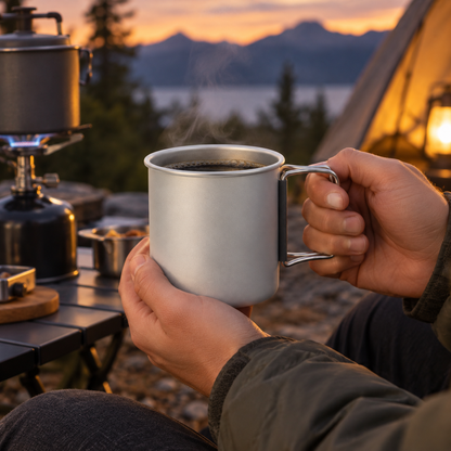Holdbart isoleret aluminiumskrus til camping og udendørs fritidsaktiviteter