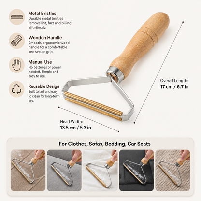Durable Lint Remover Metal Bristles Handheld Fabric Brush