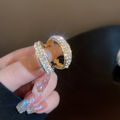 Brincos Presente Dia da Mãe Ouro Cristal Argola Joalharia Elegante