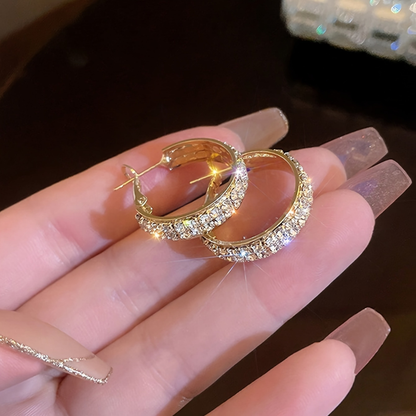 Brincos Presente Dia da Mãe Ouro Cristal Argola Joalharia Elegante