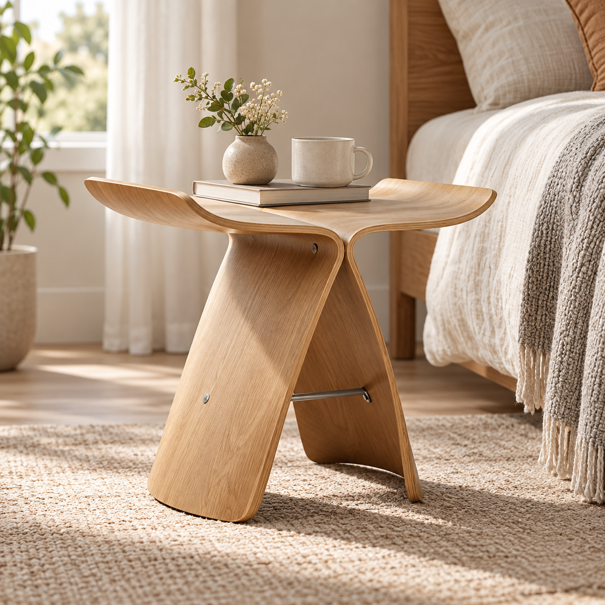 Eleganter Holzschemel, vielseitiger Hocker, modernes Design