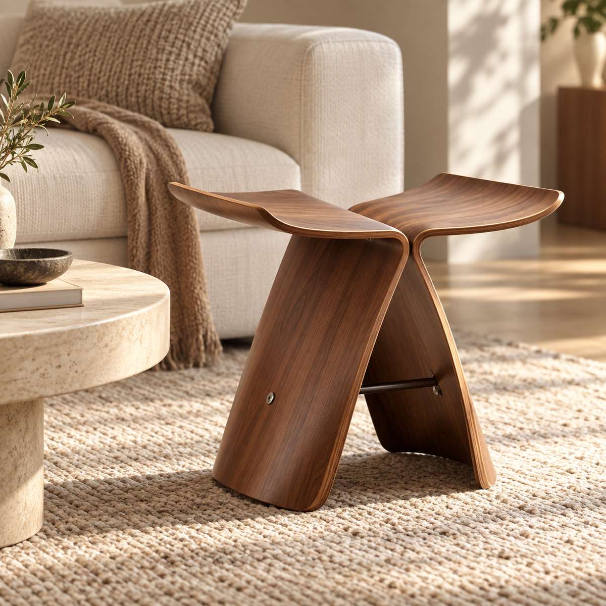 Eleganter Holzschemel, vielseitiger Hocker, modernes Design