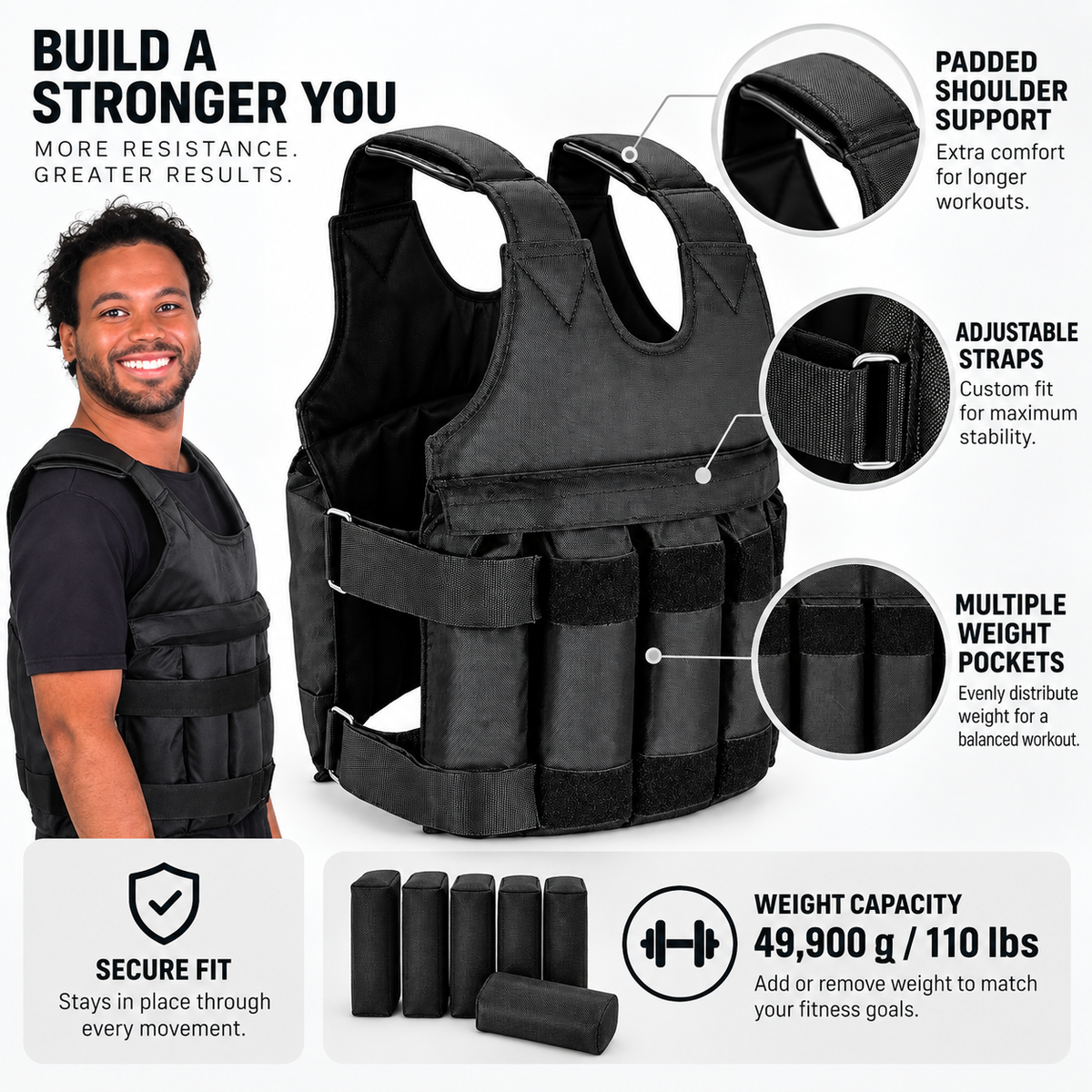 Exercise Vest Jogging Adjustable Weighted Fit Sleeve