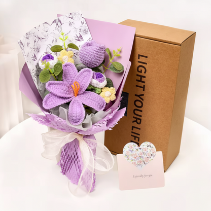 Flower Bouquet Knitted Tulip Home Display Decor