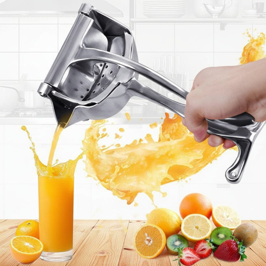 Zitruspresse aus Edelstahl, manuelle Handpresse für frischen Saft