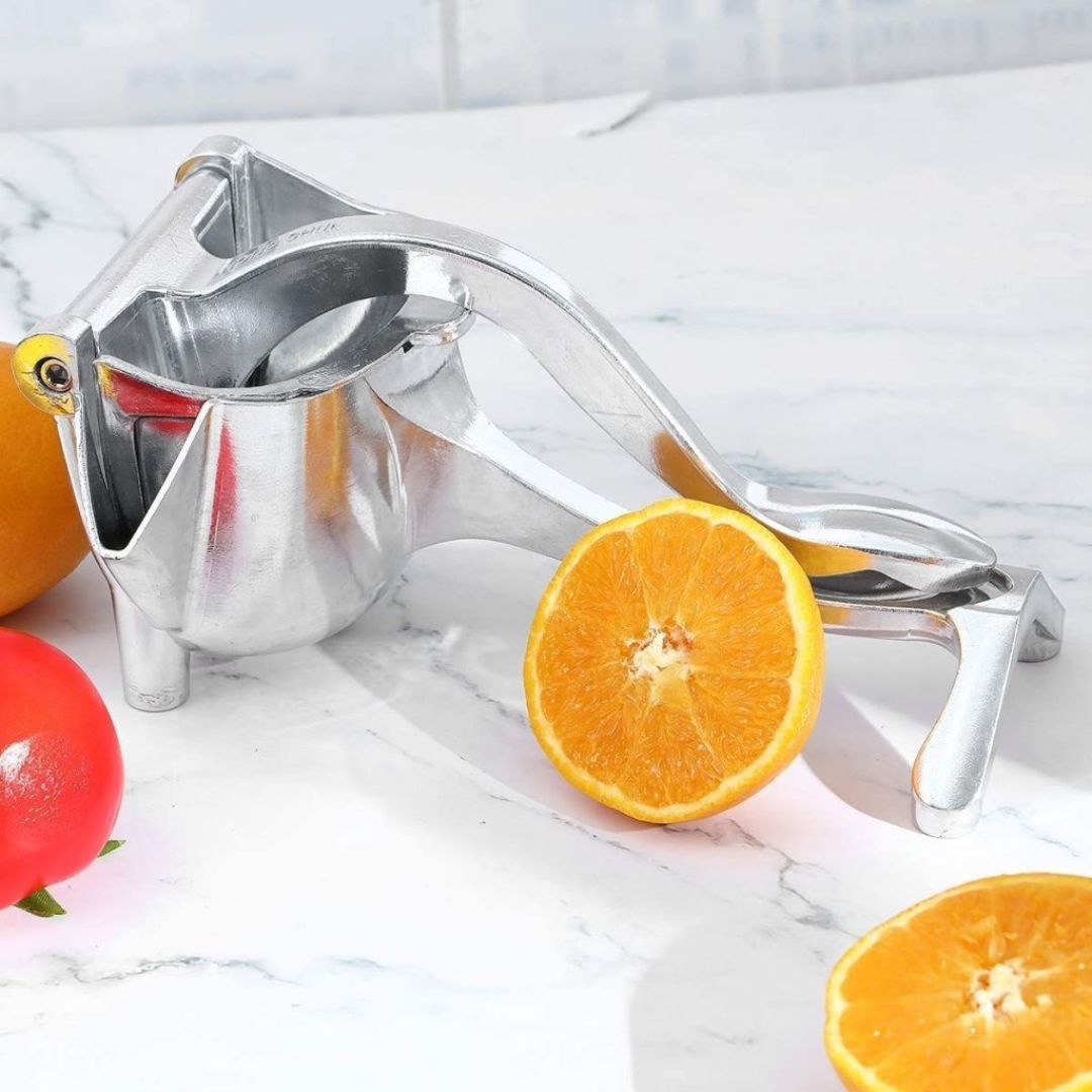 Zitruspresse aus Edelstahl, manuelle Handpresse für frischen Saft