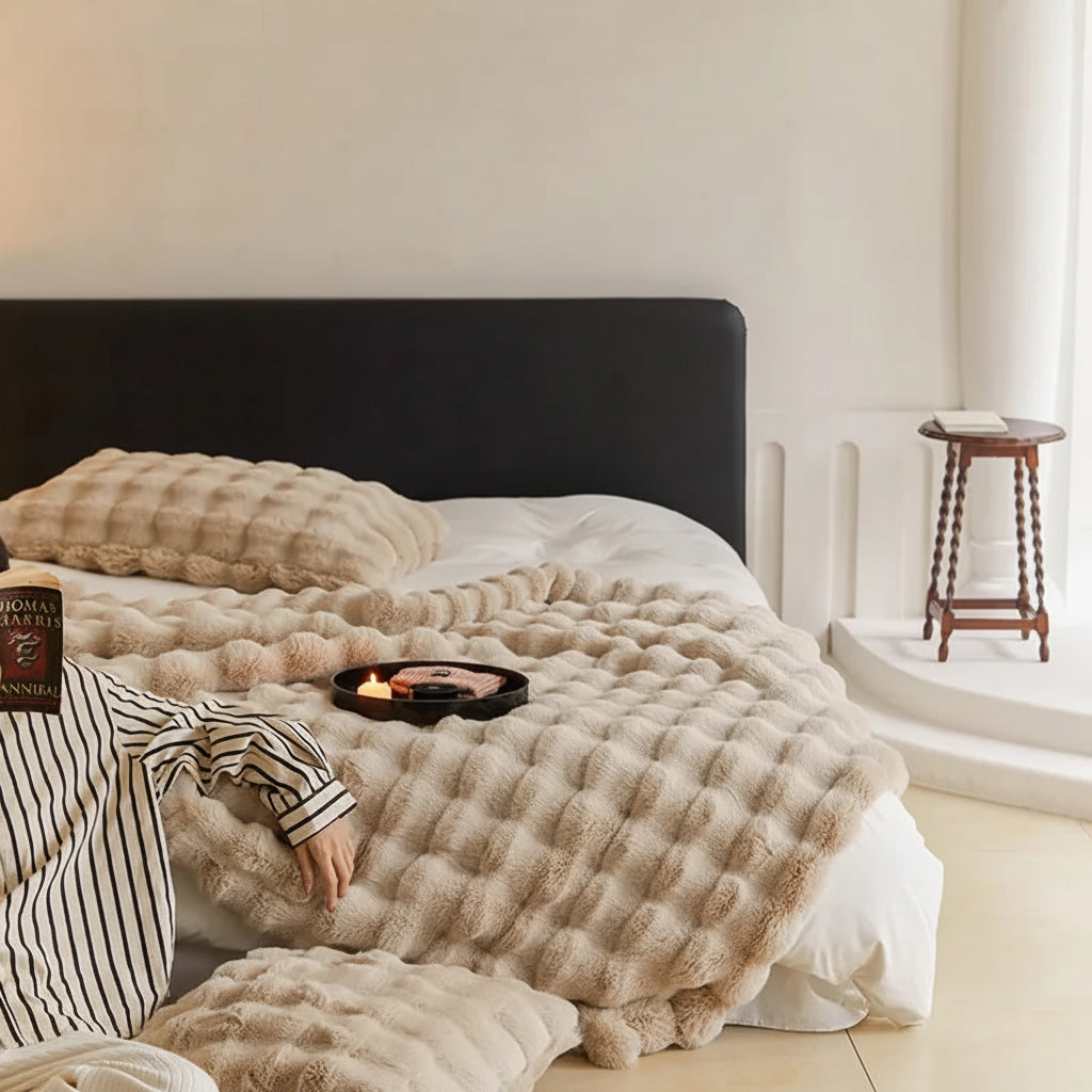 Coperta da lancio in pelliccia sintetica soffice e accogliente per divano e letto
