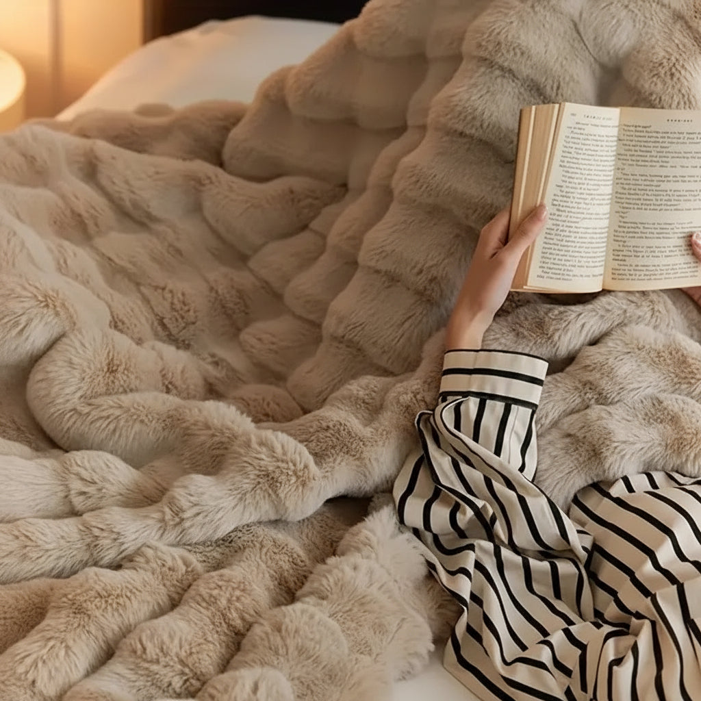 Coperta da lancio in pelliccia sintetica soffice e accogliente per divano e letto