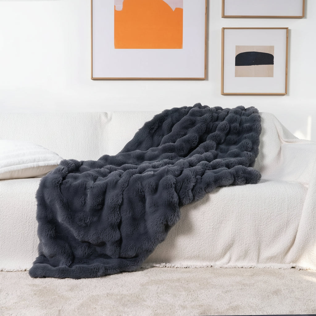 Coperta da lancio in pelliccia sintetica soffice e accogliente per divano e letto
