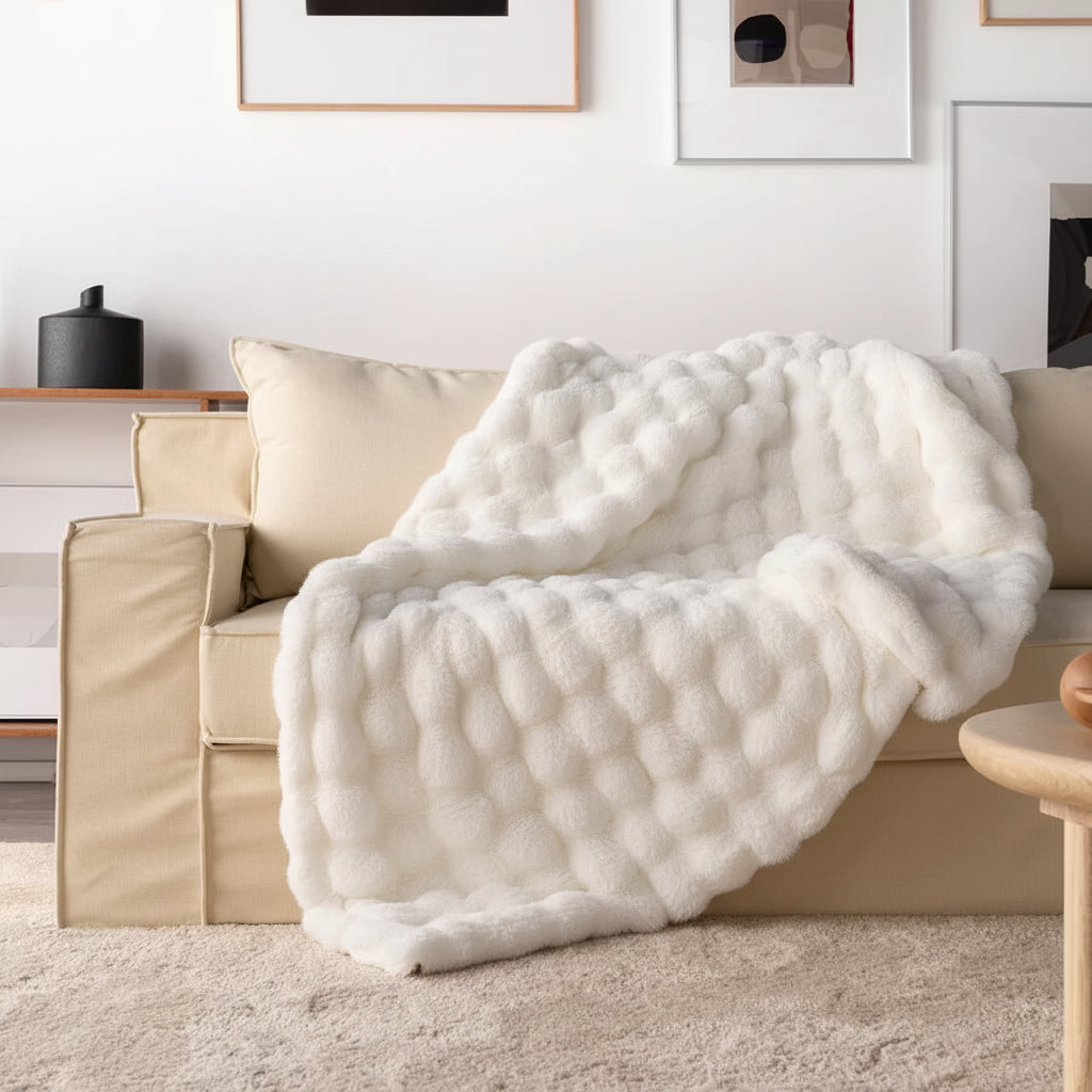 Coperta da lancio in pelliccia sintetica soffice e accogliente per divano e letto