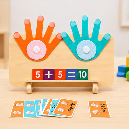 Brinquedo de madeira educativo de contagem dos dedos para diversão de crianças pequenas