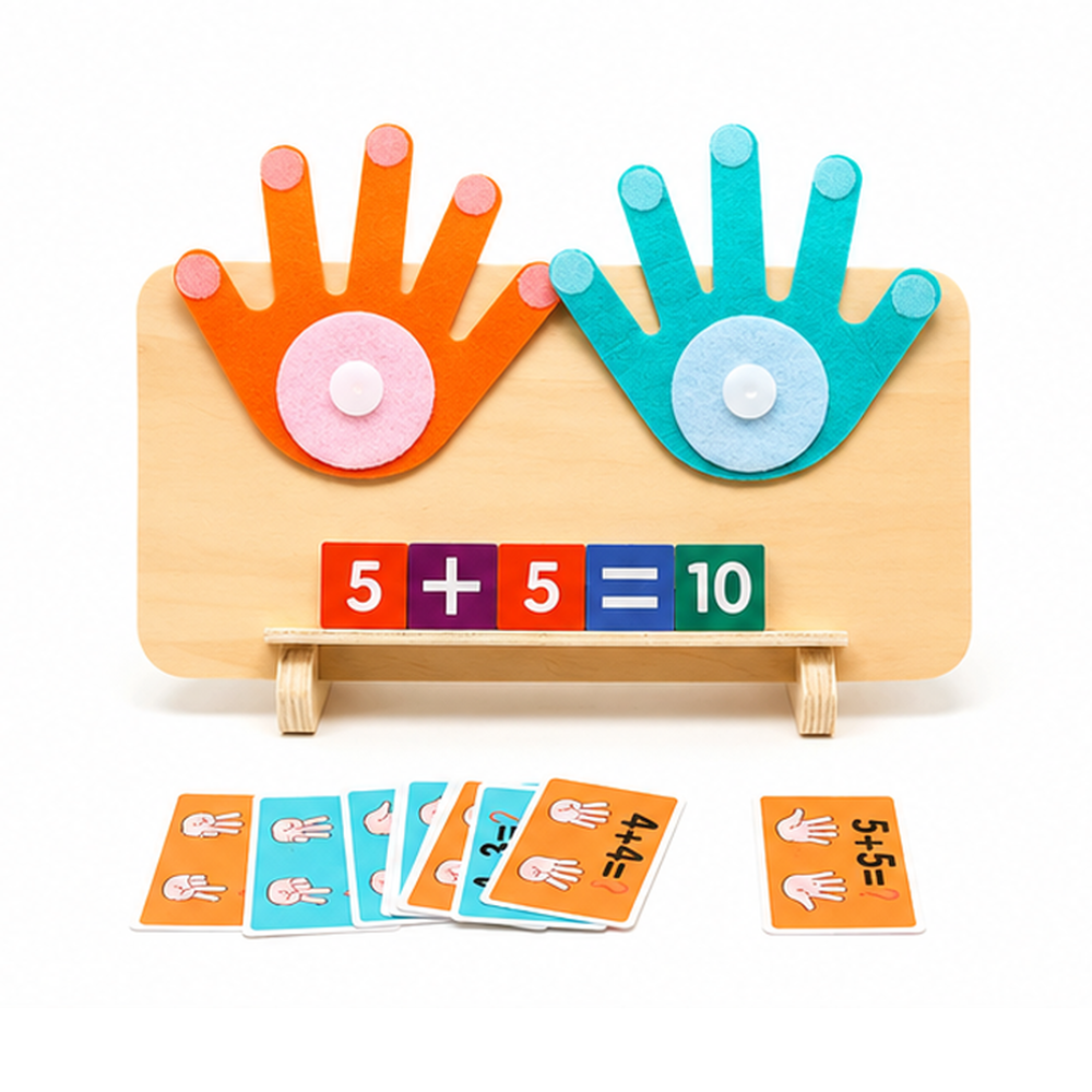 Brinquedo de madeira educativo de contagem dos dedos para diversão de crianças pequenas