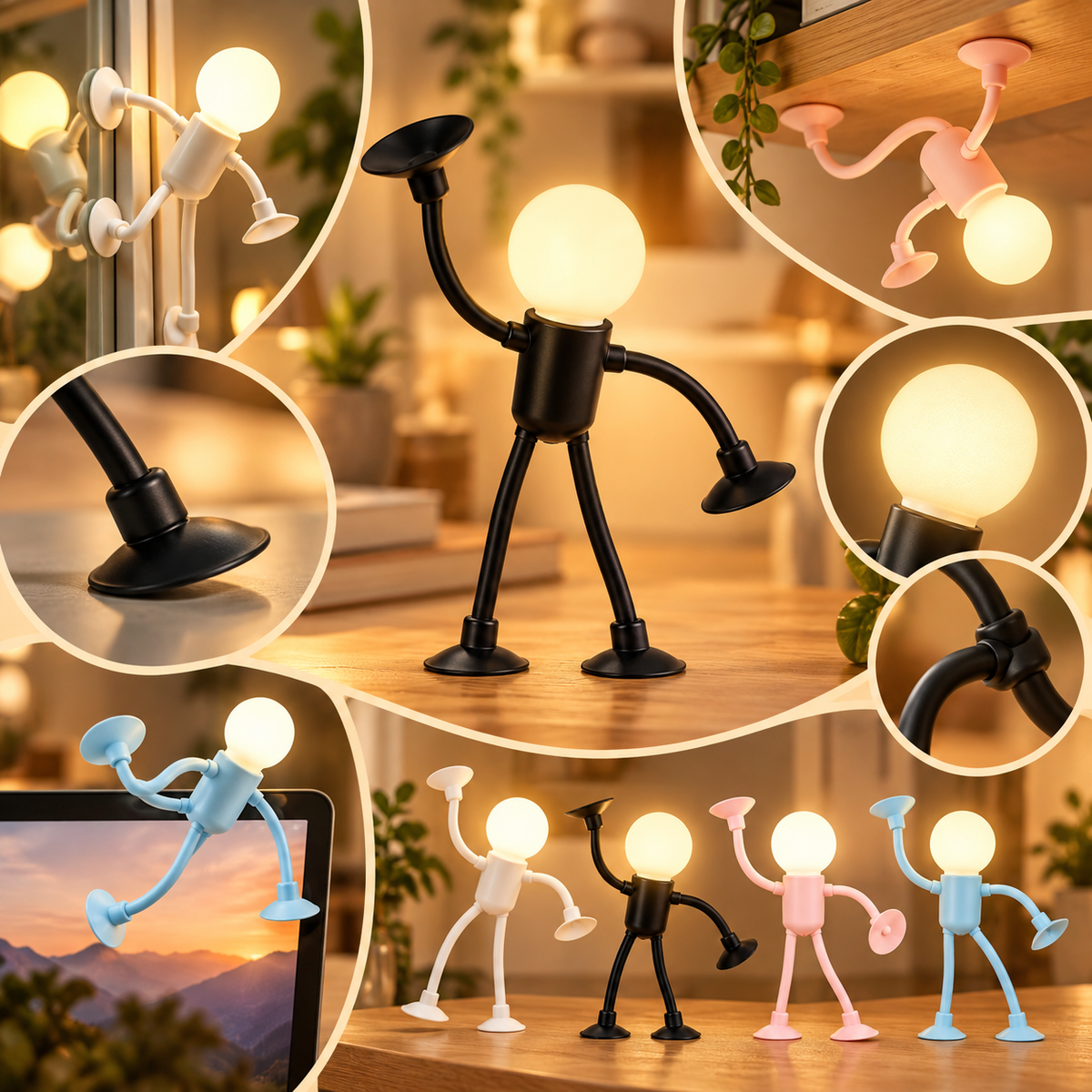Lampada da tavolo flessibile LED creativa, regolabile e pieghevole