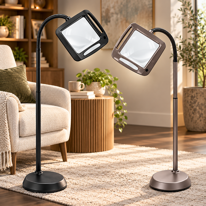 Lampada da terra con lente d'ingrandimento, lente grande, LED, altezza regolabile