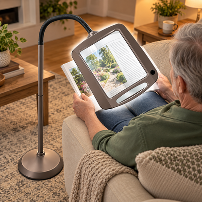 Lampada da terra con lente d'ingrandimento, lente grande, LED, altezza regolabile