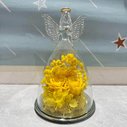Esposizione con Cupola di Vetro, Rosa Conservata, Luce Angelica, Regalo Fiorito