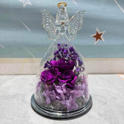 Esposizione con Cupola di Vetro, Rosa Conservata, Luce Angelica, Regalo Fiorito