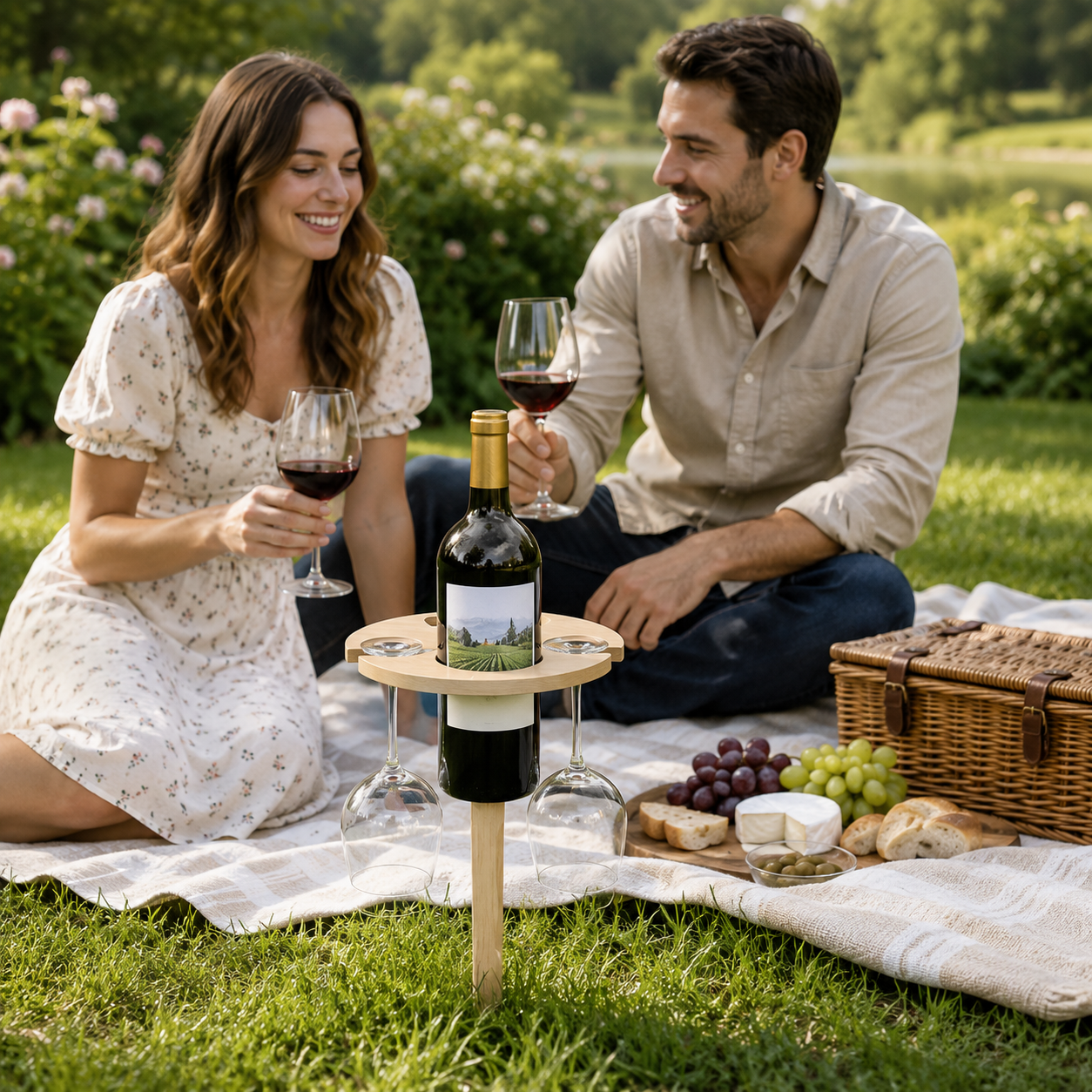 Mesa plegable para vino, portátil, para uso al aire libre en picnics