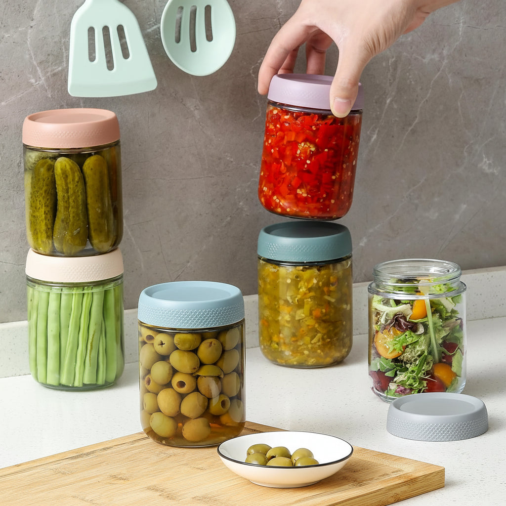 Barattoli Vetro Ermetici Contenitori Cucina Impilabili Conservazione