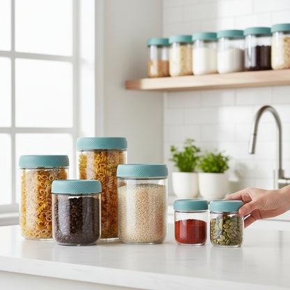 Barattoli Vetro Ermetici Contenitori Cucina Impilabili Conservazione
