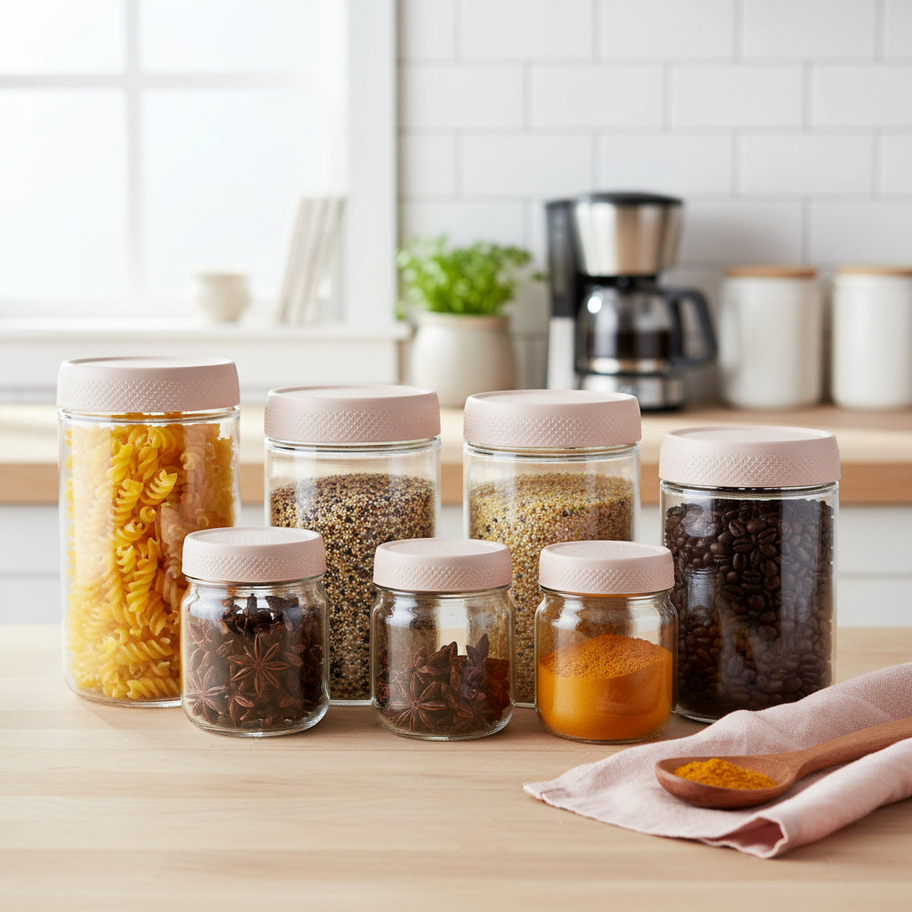 Barattoli Vetro Ermetici Contenitori Cucina Impilabili Conservazione