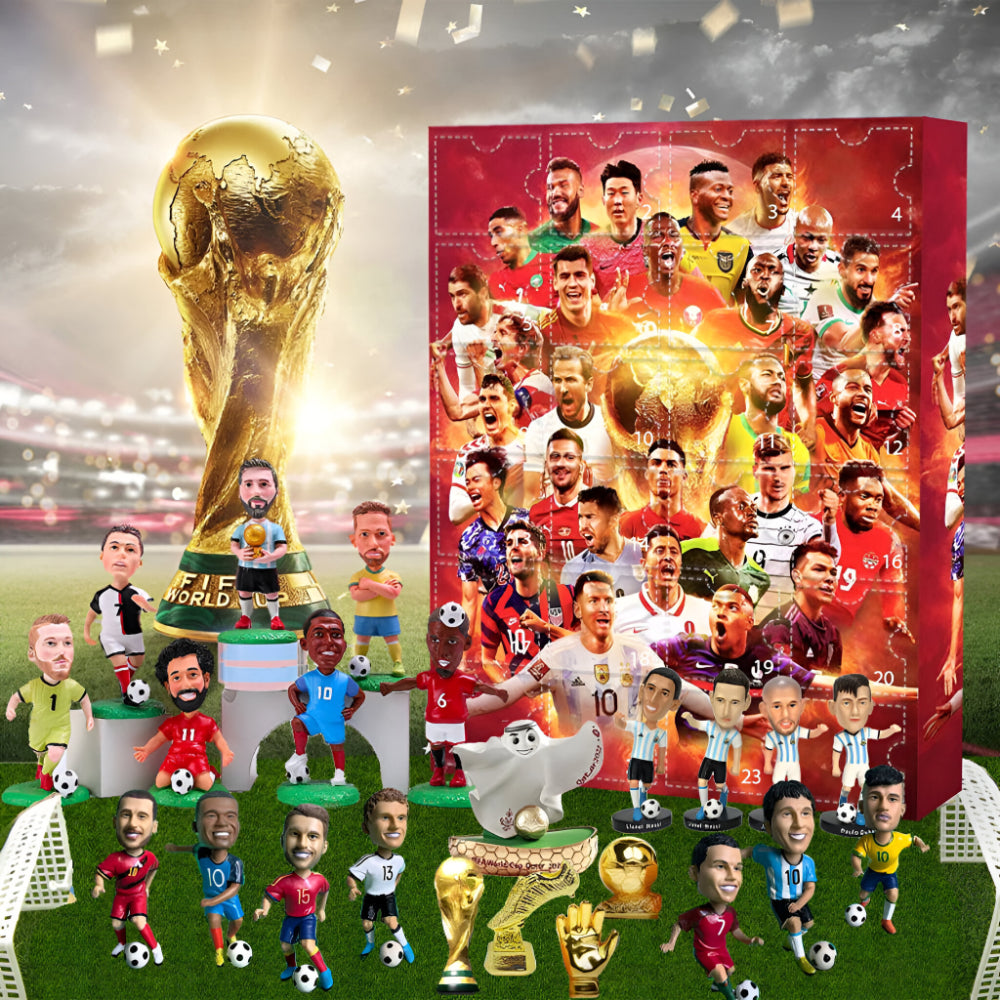 Set espositivo di figure per calendario dell'avvento del calcio