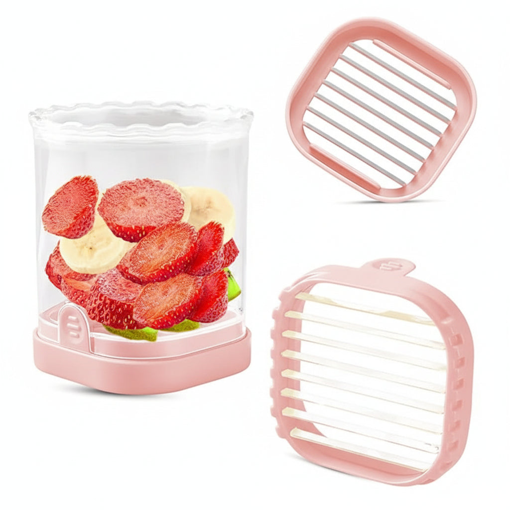 Cortador Frutas Acero Inoxidable 8 Cuchillas Rebanador Fresas